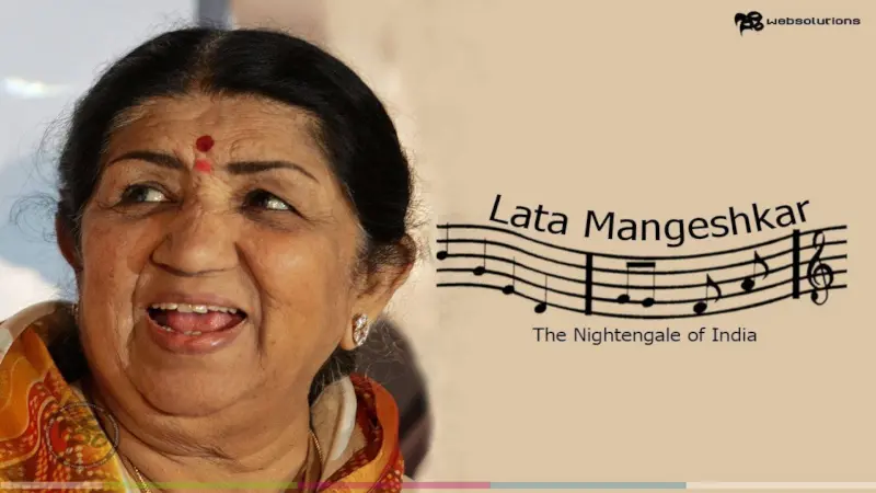 Lata Mangeshkar, legendary Indian playback singer, known as the Nightingale of India, with an unparalleled career spanning over seven decades, singing timeless classics like Lag Jaa Gale, Ajeeb Dastan Hai Yeh, and Tere Bina Zindagi Se Koi.